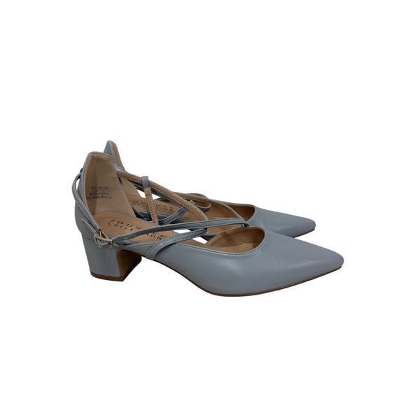 Journee Collection Womens Light Blue Man-Made Heels Faux Leather Pointed Toe Strappy 7.5