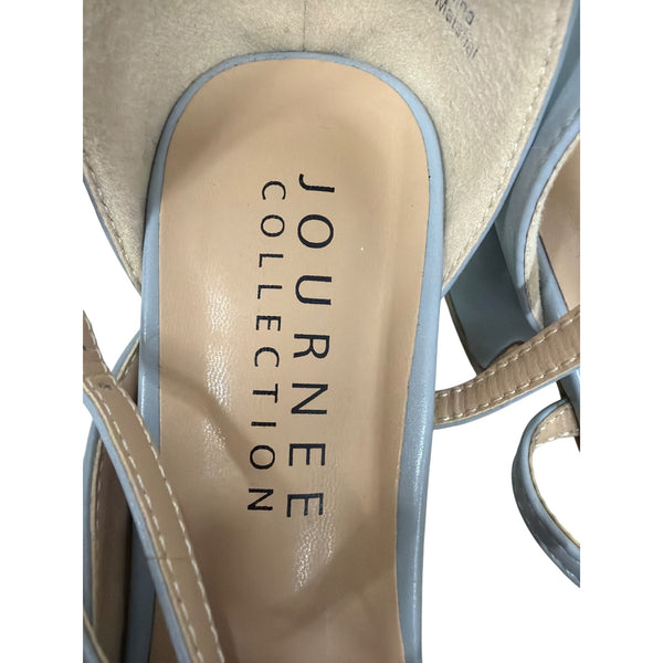 Journee Collection Womens Light Blue Man-Made Heels Faux Leather Pointed Toe Strappy 7.5