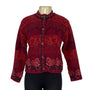 Icelandic Design Red Wool Blend Floral Cardigan Sweater Button Front Size PS