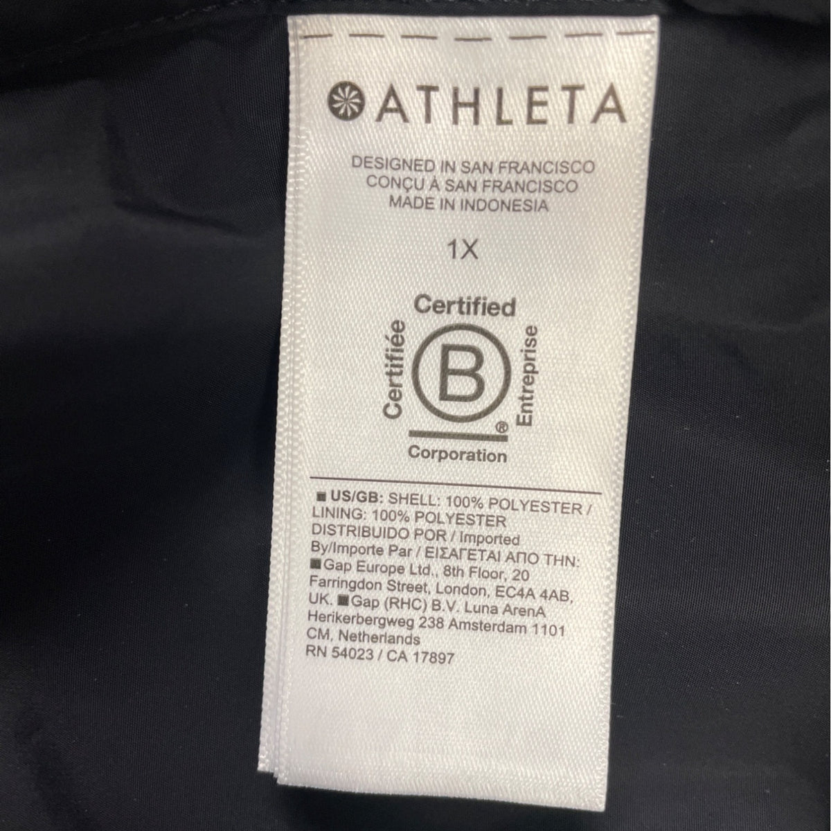 Athleta Womens Black Lightweight Full-Zip Jacket With Pockets Size 1X - New