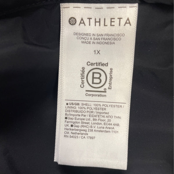 Athleta Womens Black Lightweight Full-Zip Jacket With Pockets Size 1X - New