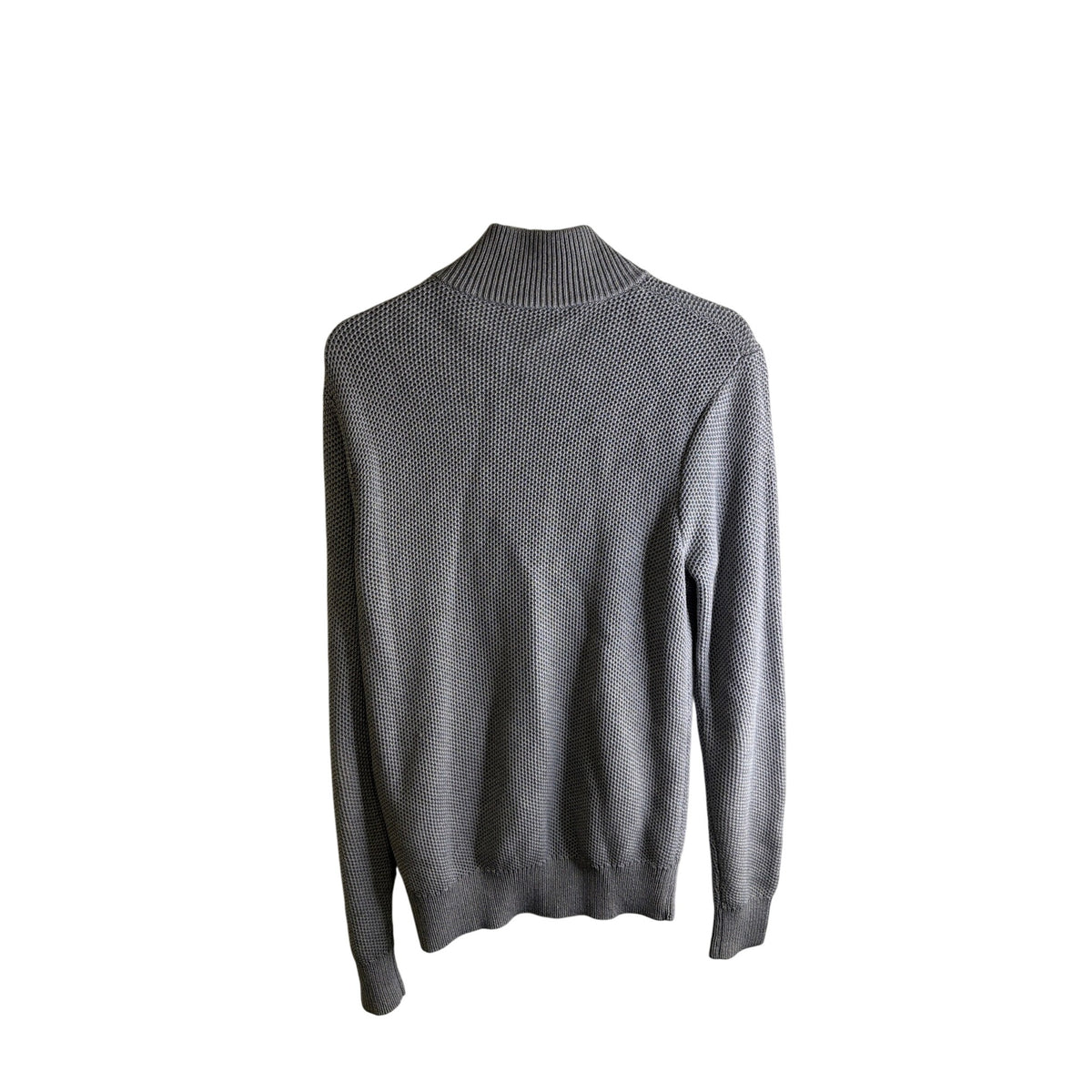 Michael Kors Mens Gray Full-Zip Cardigan Sweater Medium Ribbed Knit High Collar