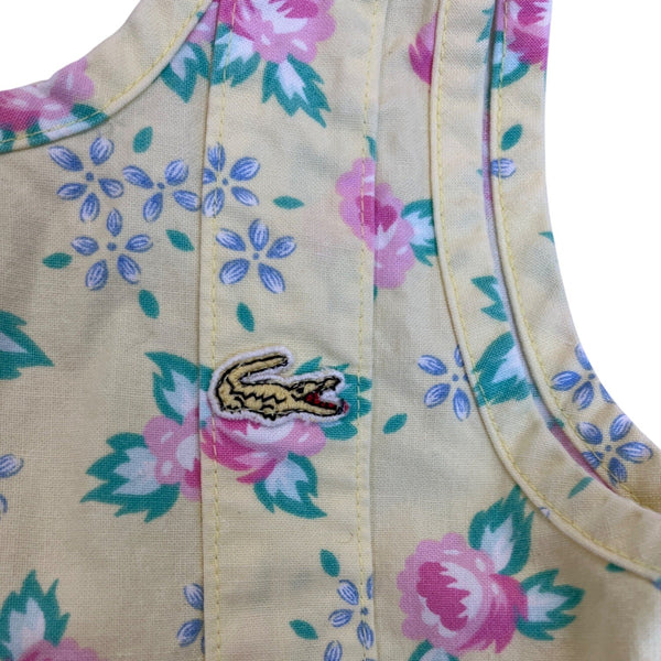 Lacoste Girls Yellow Floral Cotton Dress 4T With Back Buttons & Pockets