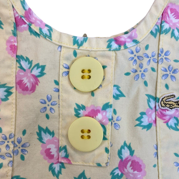 Lacoste Girls Yellow Floral Cotton Dress 4T With Back Buttons & Pockets
