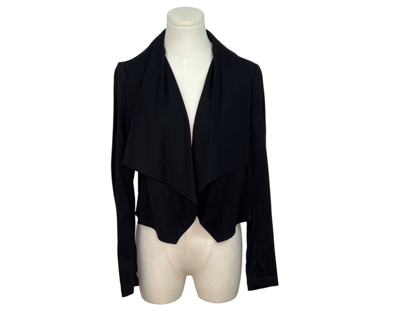 Patrizia Luca Womens Black Lace-Back Jacket With Draped Neckline Sz S