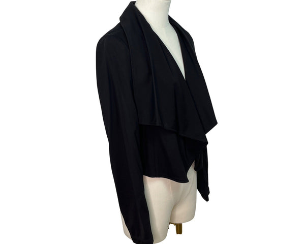 Patrizia Luca Womens Black Lace-Back Jacket With Draped Neckline Sz S