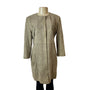 Elie Tahari Women's Brown Suede Leather Tribal Design Long Sleeve Coat Sz M
