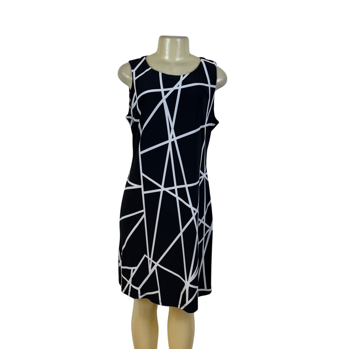 Tommy Hilfiger Womens Black White Sleeveless Geometric Print Dress Size 10