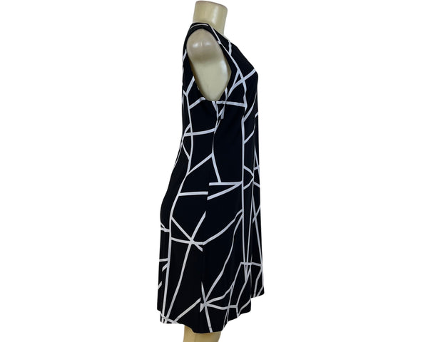 Tommy Hilfiger Womens Black White Sleeveless Geometric Print Dress Size 10
