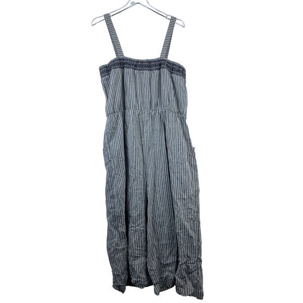 Universal Thread Womens Gray Striped Smocked Midi Jumpsuit Size XXL Comfortable All-Season
