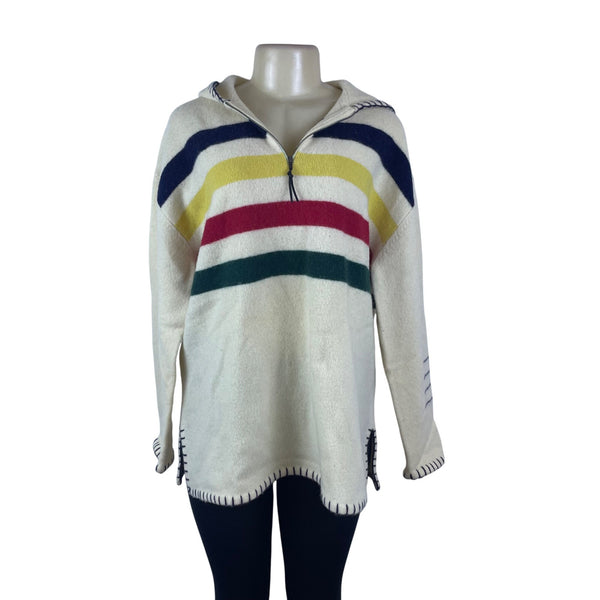 Ralph Lauren Women's Multicolor Knit Hoodie Sweater Striped Half Zip Size XL