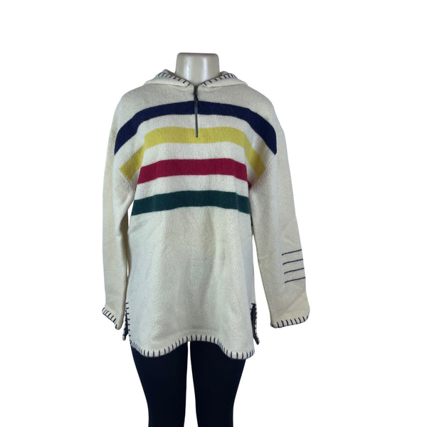 Ralph Lauren Women's Multicolor Knit Hoodie Sweater Striped Half Zip Size XL