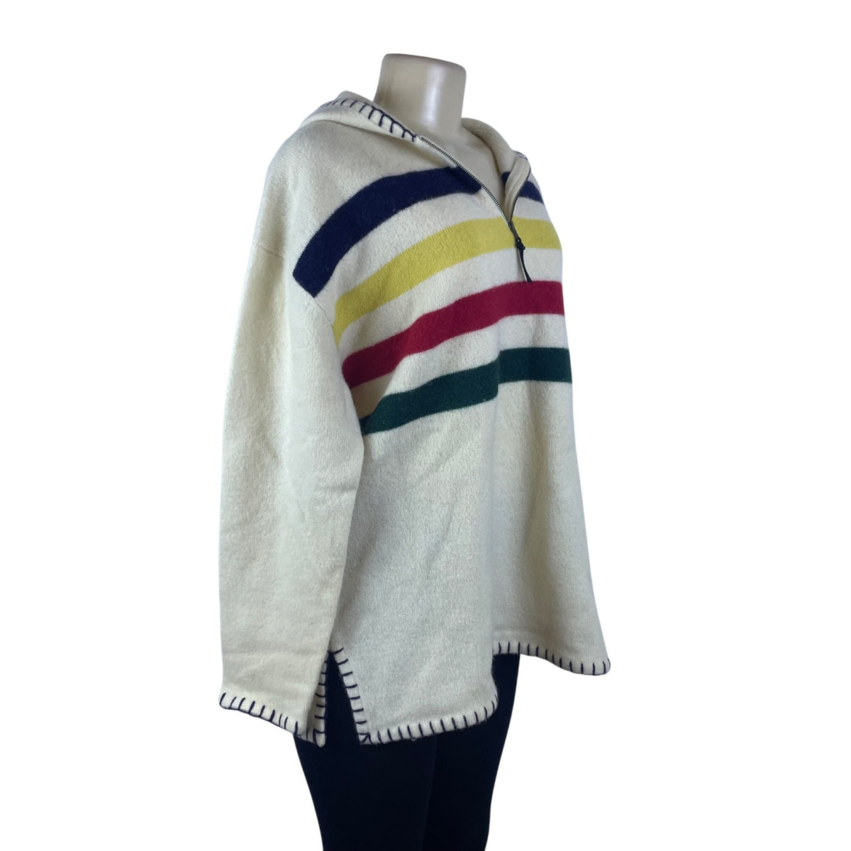 Ralph Lauren Women's Multicolor Knit Hoodie Sweater Striped Half Zip Size XL