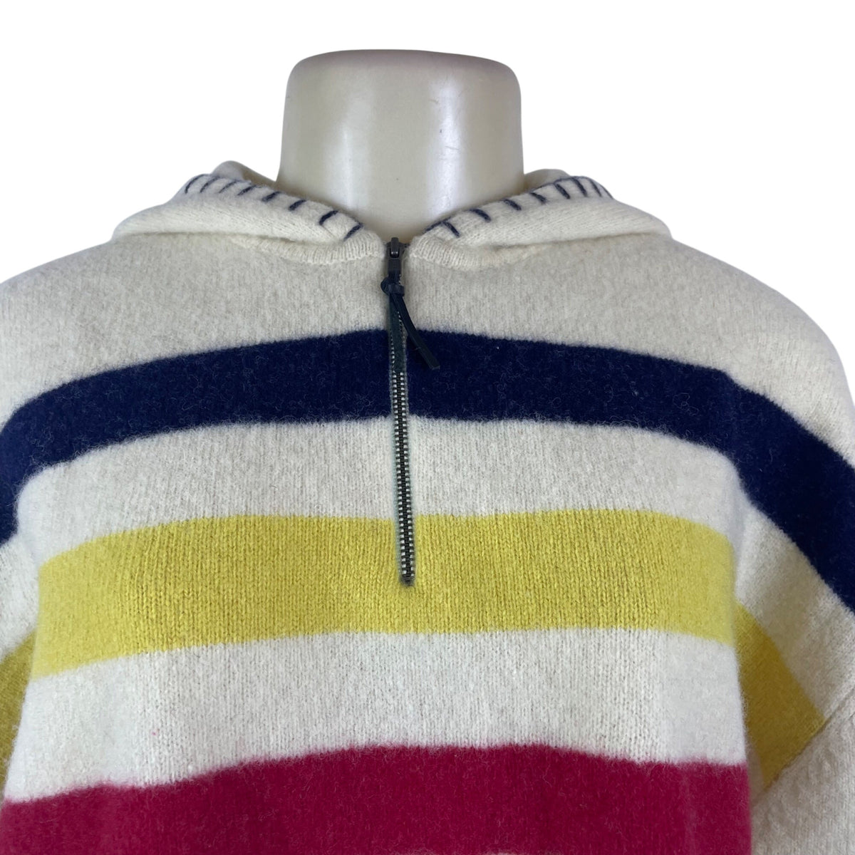 Ralph Lauren Women's Multicolor Knit Hoodie Sweater Striped Half Zip Size XL