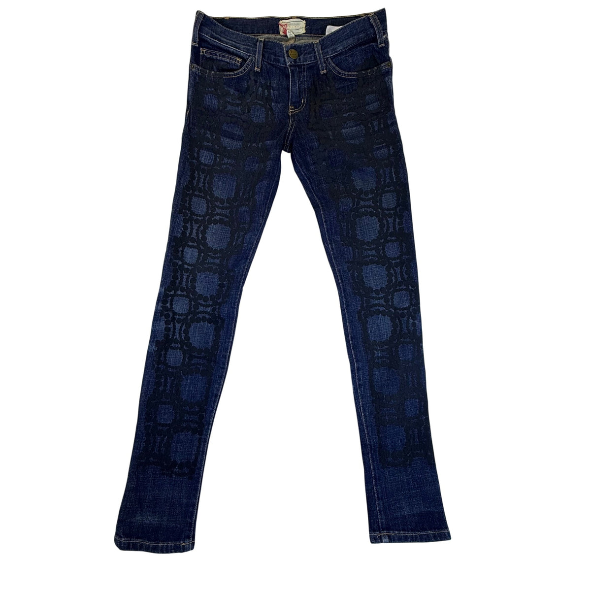 Current/Elliott Womens Blue Cotton/Polyurethane Patterned Denim Jeans Size 27