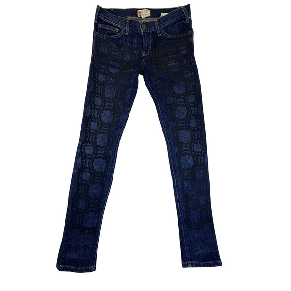 Current/Elliott Womens Blue Cotton/Polyurethane Patterned Denim Jeans Size 27