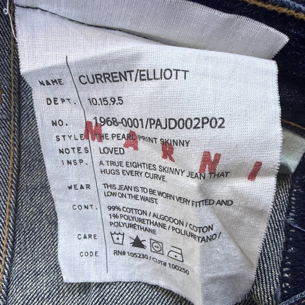 Current/Elliott Womens Blue Cotton/Polyurethane Patterned Denim Jeans Size 27