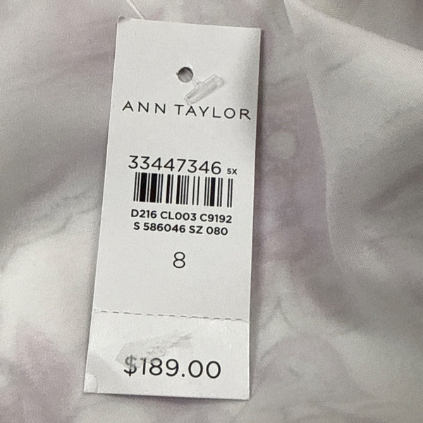 Ann Taylor Women’s Floral White & Purple Midi Dress With Puff Sleeves Sz 8 - New