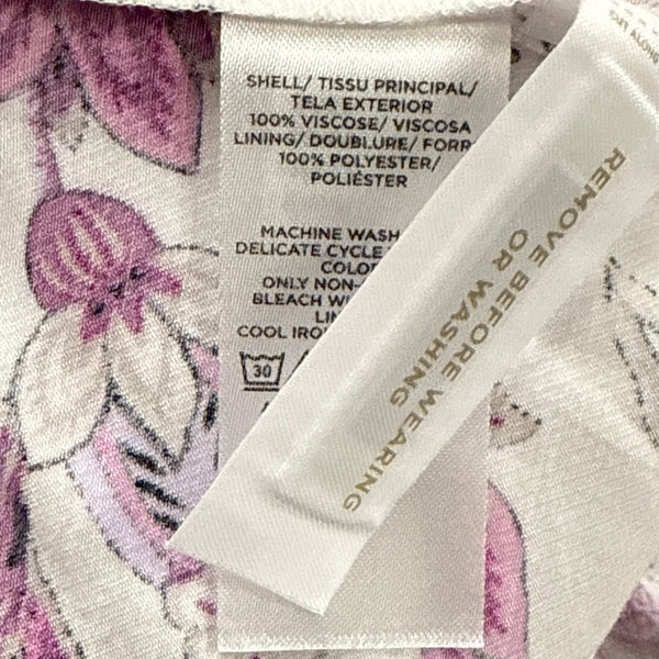 Ann Taylor Women’s Floral White & Purple Midi Dress With Puff Sleeves Sz 8 - New