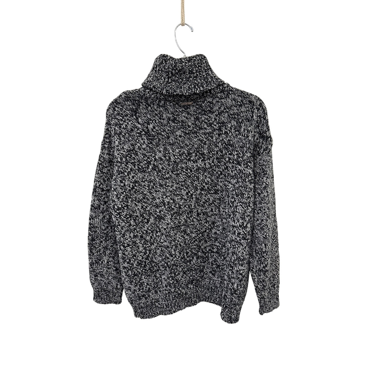 Michael Kors Womens Black/White Acrylic Turtleneck Knit Sweater XXS Soft Marled