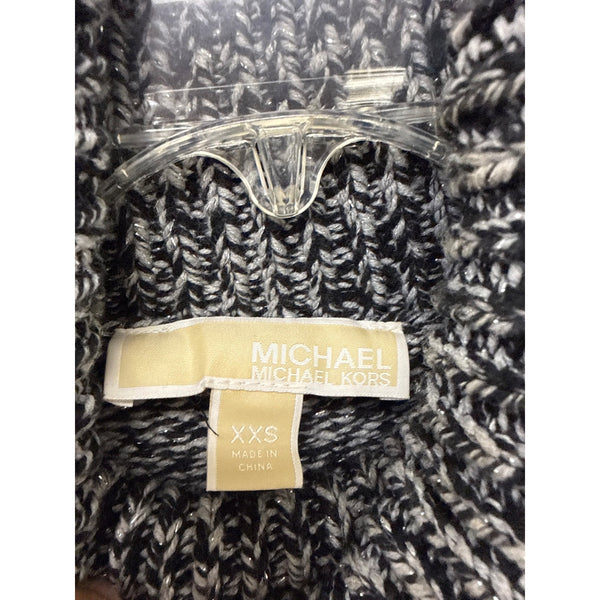 Michael Kors Womens Black/White Acrylic Turtleneck Knit Sweater XXS Soft Marled