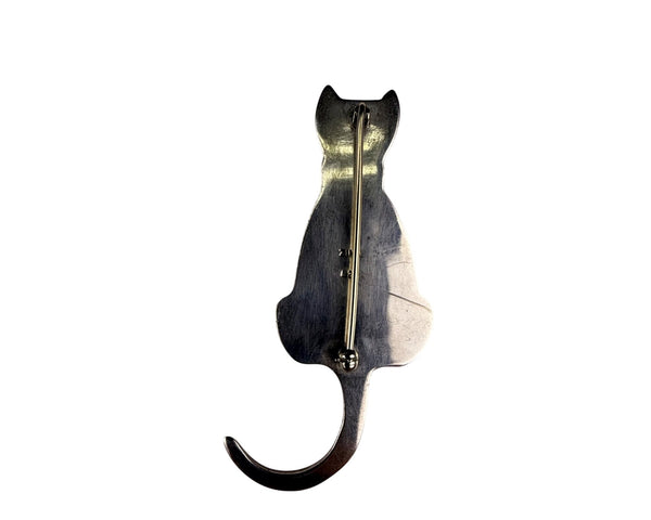 Zina Sterling Silver Cat Brooch Vintage Elegant Minimalist Jewelry Piece