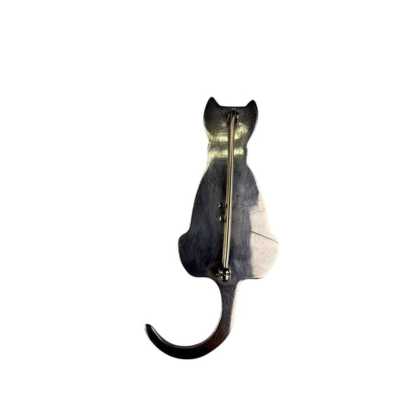 Zina Sterling Silver Cat Brooch Vintage Elegant Minimalist Jewelry Piece