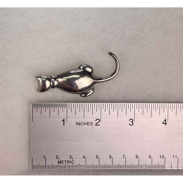 Zina Sterling Silver Cat Brooch Vintage Elegant Minimalist Jewelry Piece