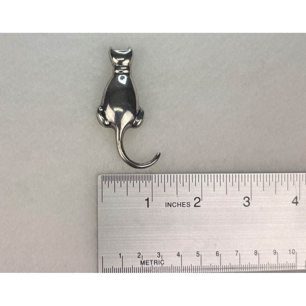 Zina Sterling Silver Cat Brooch Vintage Elegant Minimalist Jewelry Piece