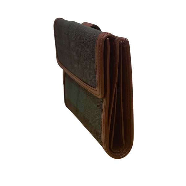 Polo Ralph Lauren Women's Classic Navy & Hunter Green Plaid Brown Trim Wallet
