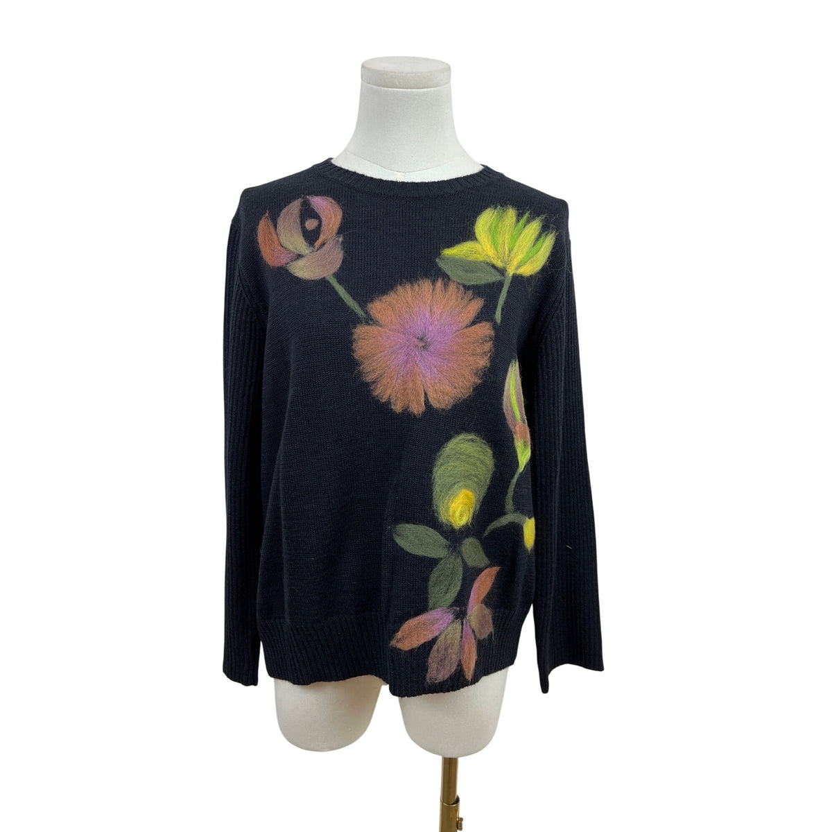Spanner Women's Black Floral Pattern Sweater Size XL