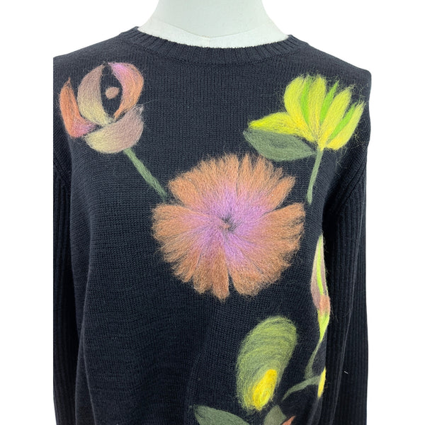 Spanner Women's Black Floral Pattern Sweater Size XL
