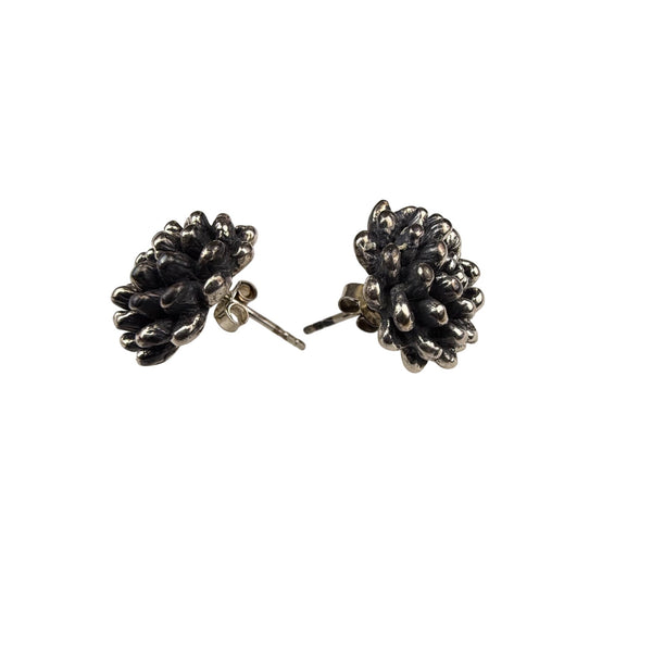 Sterling Silver Floral Design Beaded Stud Earrings 925 Handcrafted Unique Women’s Jewelry