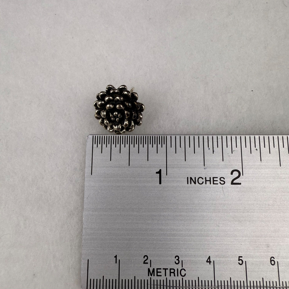 Sterling Silver Floral Design Beaded Stud Earrings 925 Handcrafted Unique Women’s Jewelry