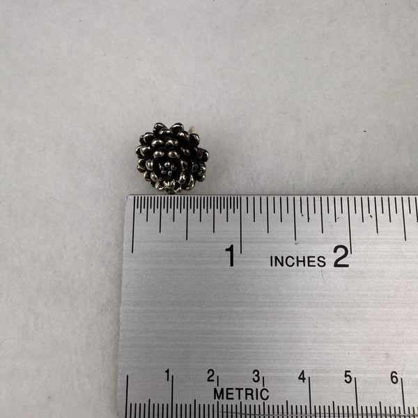 Sterling Silver Floral Design Beaded Stud Earrings 925 Handcrafted Unique Women’s Jewelry