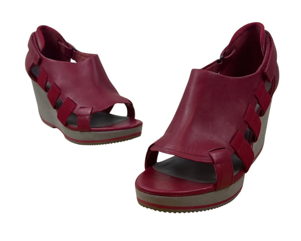 Camper Romain Kremer Women’s Red Leather Back Strap Together Wedge Sandals Szize 7