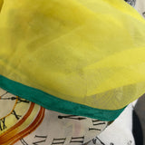 Clock Print Womens Yellow Chiffon Dress With Beaded Collar Lace Detail Sz 40