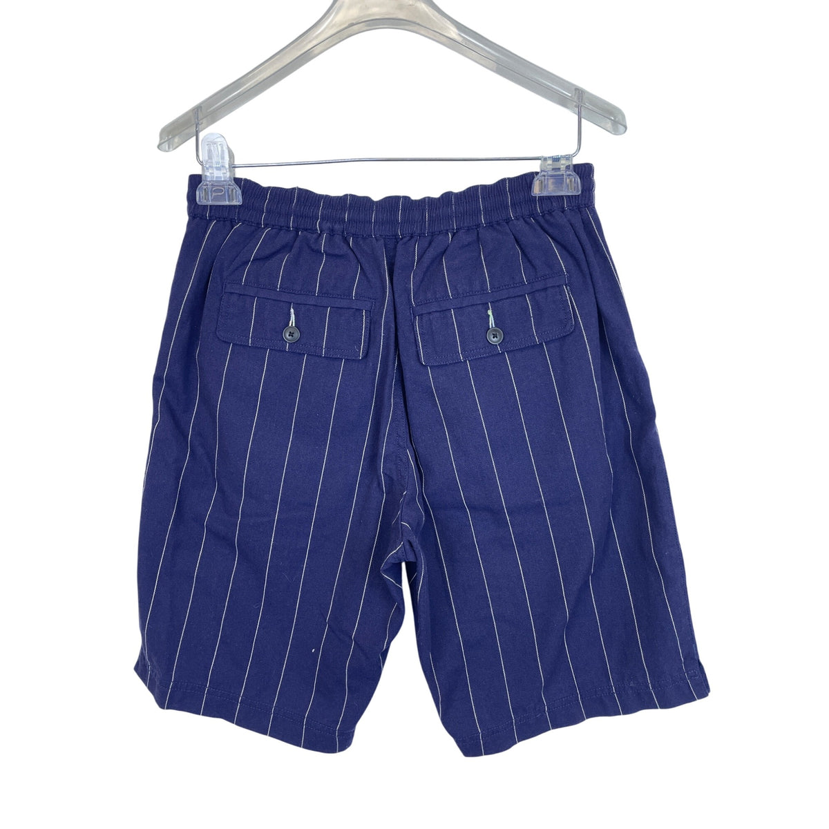 Your Neighbors Mens Blue Striped Casual Elastic-Waist Shorts With Pockets Size S