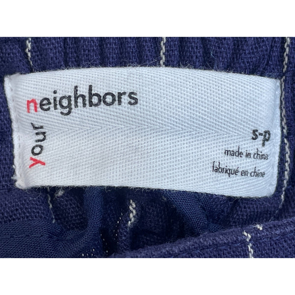 Your Neighbors Mens Blue Striped Casual Elastic-Waist Shorts With Pockets Size S