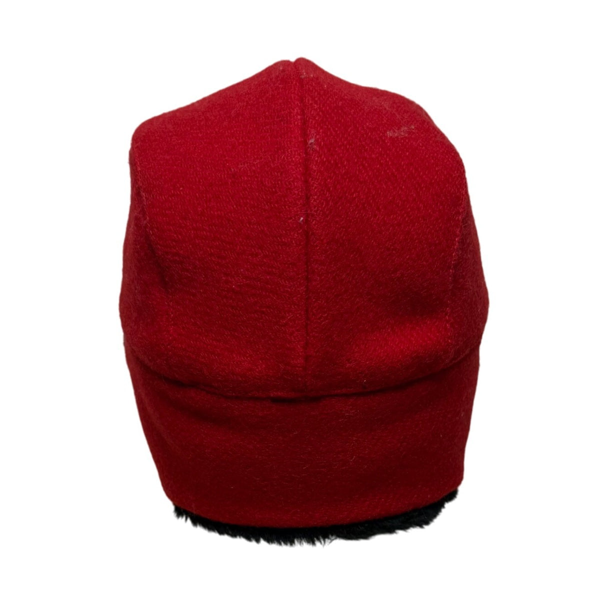 Outdoors Unisex Red & Black Wool Trapper Hat With Faux Fur Ear Flaps OS