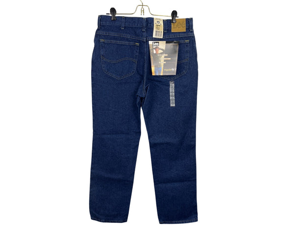 Vtg 90s Y2K Lee 34x30 Mens Regular Fit Straight Leg Jeans Dark Blue Denim New
