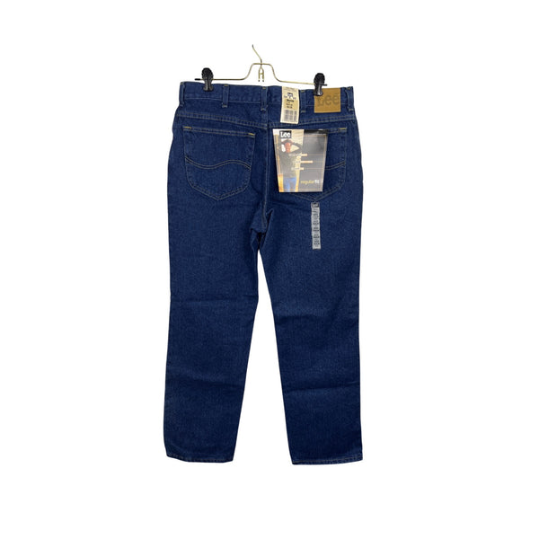 Vtg 90s Y2K Lee 34x30 Mens Regular Fit Straight Leg Jeans Dark Blue Denim New