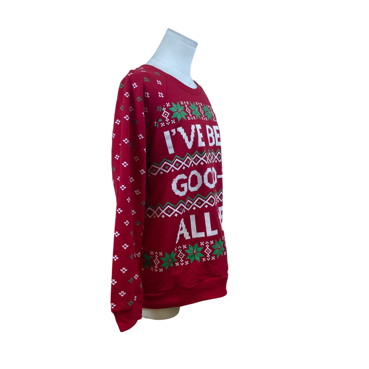 Freeze Women's Red Christmas Sweater "Ive Been Good-Ish" Large - New
