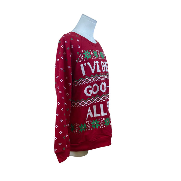Freeze Women's Red Christmas Sweater "Ive Been Good-Ish" Large - New