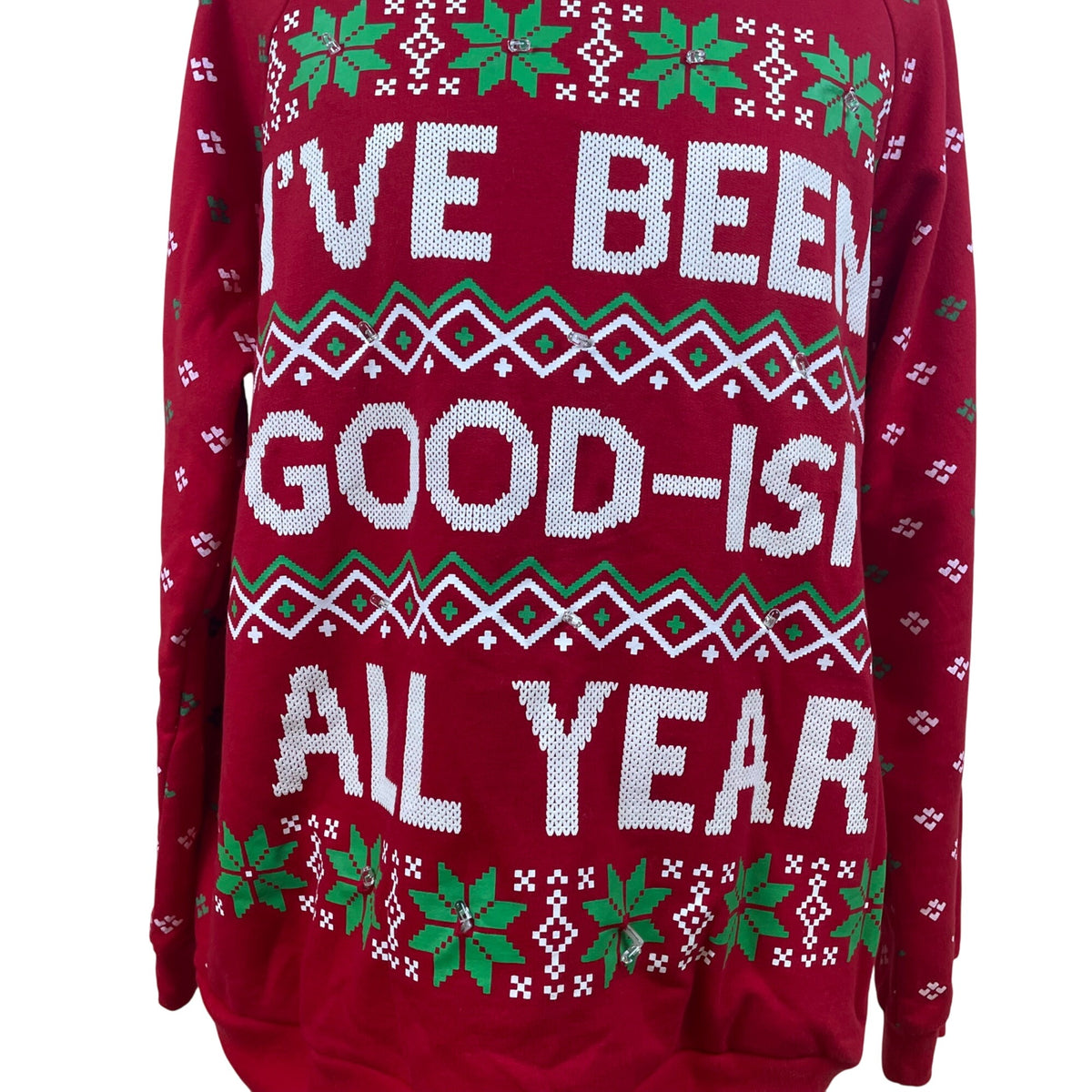 Freeze Women's Red Christmas Sweater "Ive Been Good-Ish" Large - New