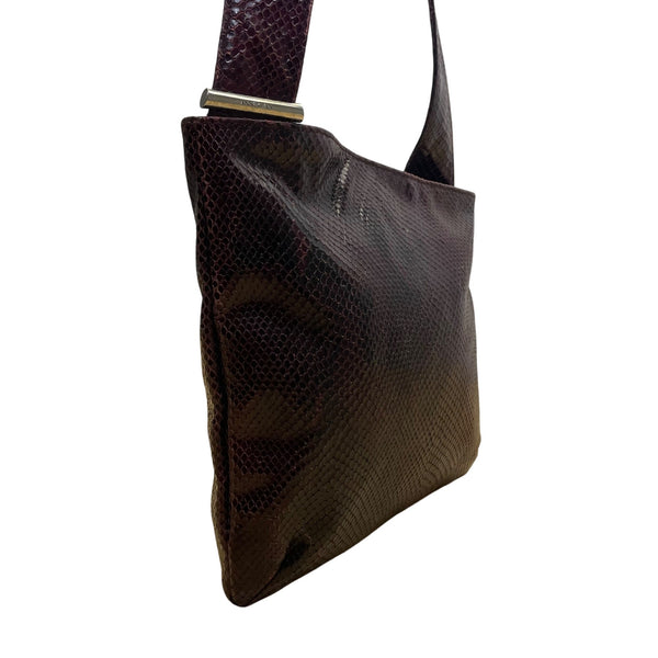 Anne Klein Women’s Burgundy Faux Leather Snakeskin Textured Shoulder Bag Size M
