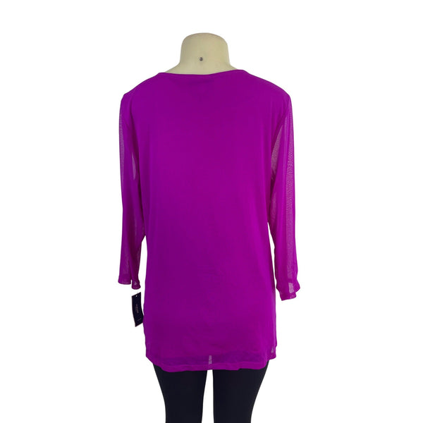 Alfani Woman Modern Orchid 3/4 Sleeve Tiered Nylon Top Size 2X - New