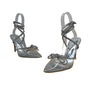 Azalea Wang Women’s Silver Rhinestone-Embellished Strappy High Heel Size 7.5
