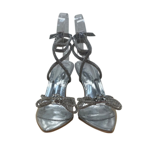 Azalea Wang Women’s Silver Rhinestone-Embellished Strappy High Heel Size 7.5