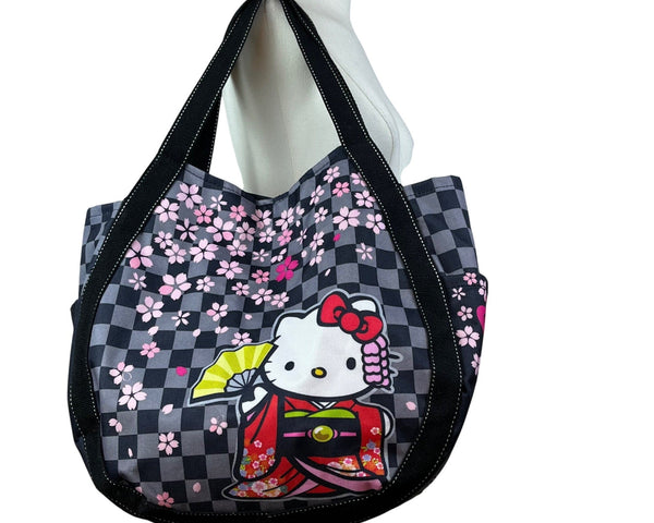 Hello Kitty Sakura Black & Pink Cherry Blossom Design Tote Bag Sz L